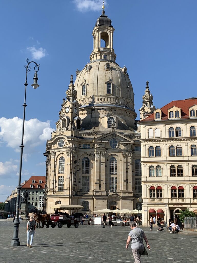 Frauenkirche- Our Lady’s Church - completely destroyed in the war and meticulously rebuilt recently