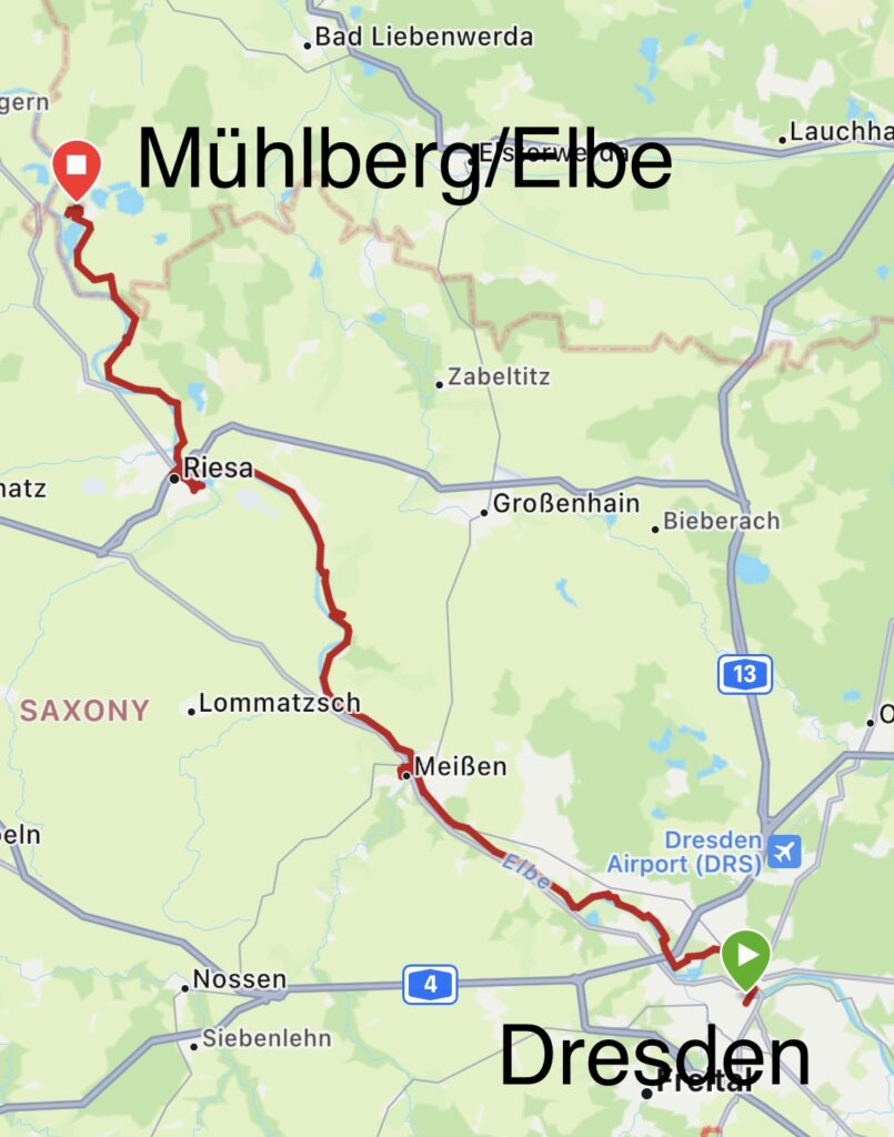 92 km from Dresden to Mühlberg