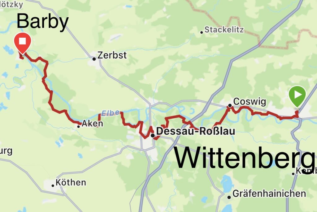 96km from Wittenberg to Barby