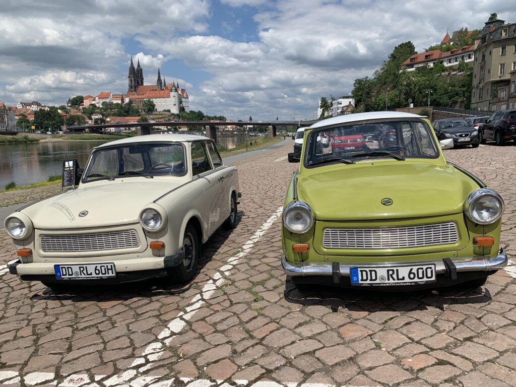 Three wonderfully refurbished ones. Two Trabis and the city of Meißen where the most precious china (porcelain) used to come from